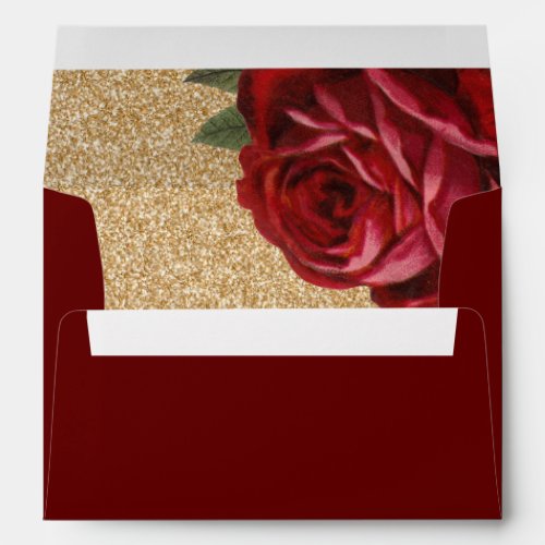 Red Rose and Faux Gold Glitter Envelopes