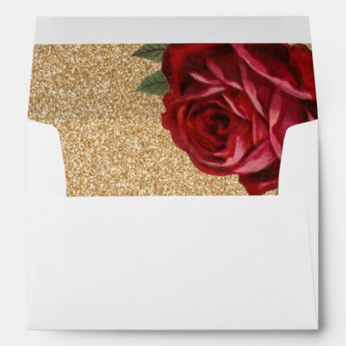 Red Rose and Faux Gold Glitter Envelopes