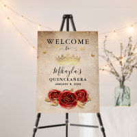 Red Rose and Gold Crown Elegant Welcome Party