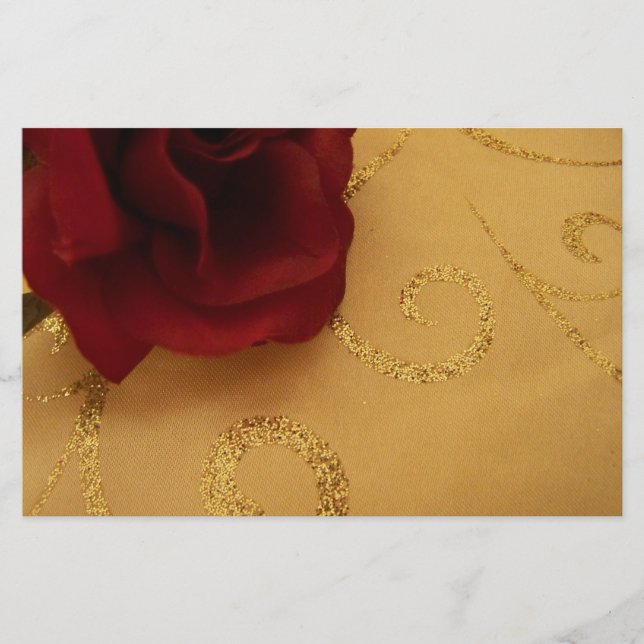 Red Rose And Gold Stationery (Front)