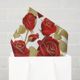 Red Rose And Gold Tissue Paper