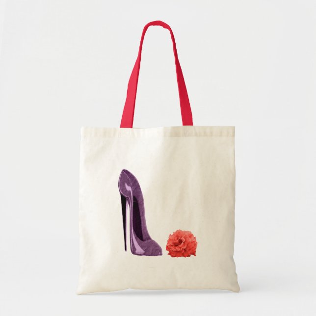 Red Rose and Lilac Stiletto Shoe Bag (Front)