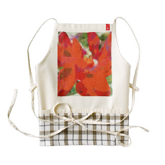 Red rose and petals zazzle HEART apron