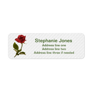 Red Rose and Stem - Floral Photography Label
