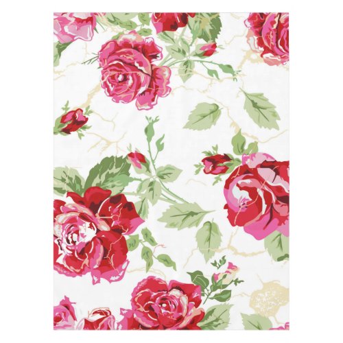 Red rose and white classic print tablecloth