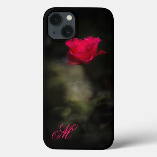 Red Rose and White Smoke Monogram iPhone 13 Case