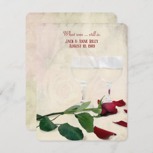 red rose and wine anniversary party invitation