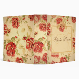 Red rose antique floral print photo book binder