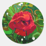 RED ROSE ART CLASSIC ROUND STICKER