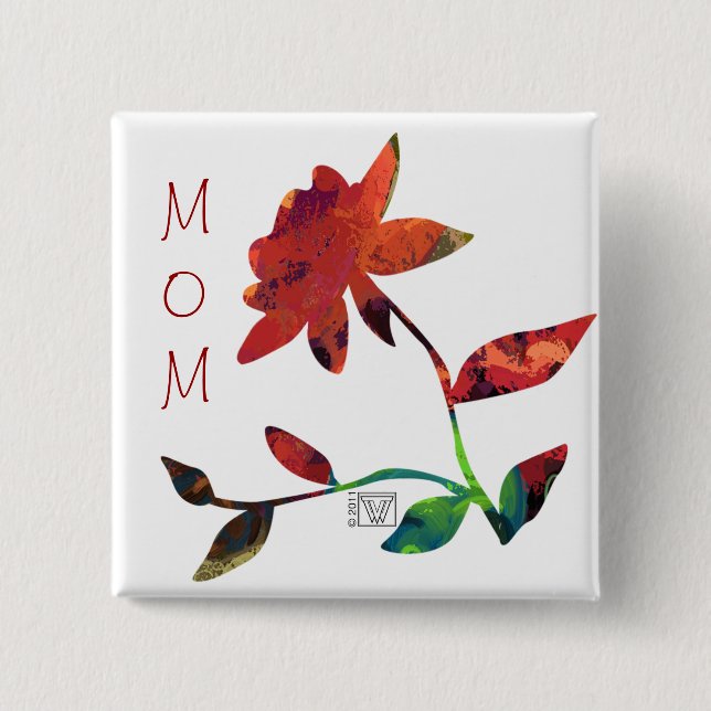 Red Rose Art MOM Button (Front)