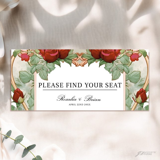 Red Rose Art Nouveau Wedding Seating Chart Header (Creator Uploaded)