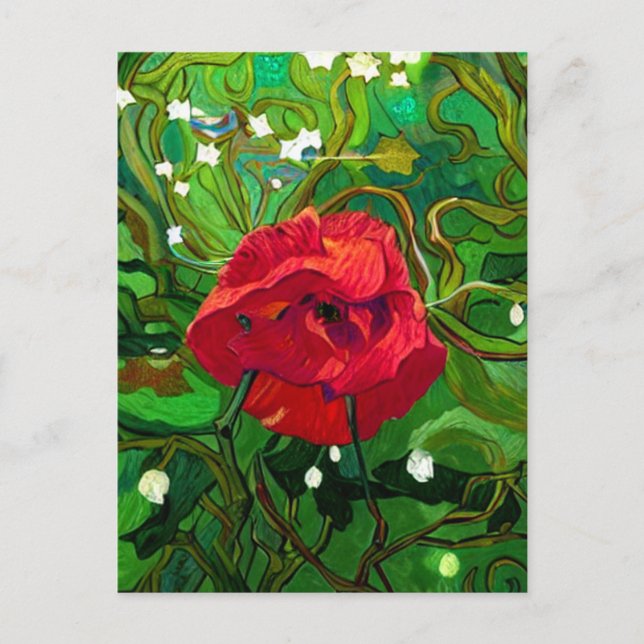 RED ROSE ART POSTCARD (Front)