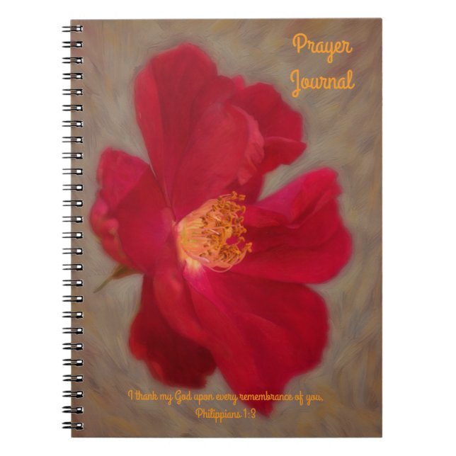 Red Rose Art Prayer Journal Bible Verse (Front)