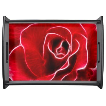 Red Rose Art Serving Tray by HighSkyPhotoWorks at Zazzle