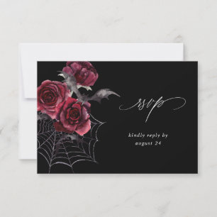 Red Rose & Bat Halloween Party w Meal RSVP Black Card