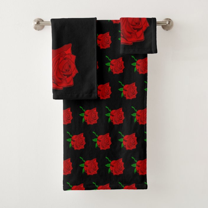 Red Rose Bath Towel Set