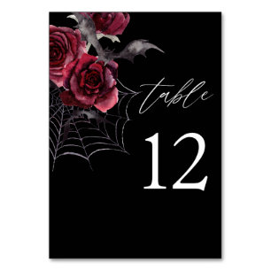 Red Rose & Bats Halloween- Black Table Number