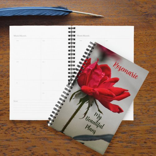 Red Rose Beautiful Plans Floral Customizable Planner