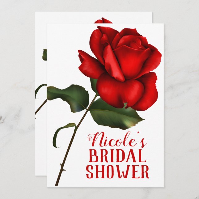 Red Rose Beauty & The Beast Bridal Shower Invitation (Front/Back)