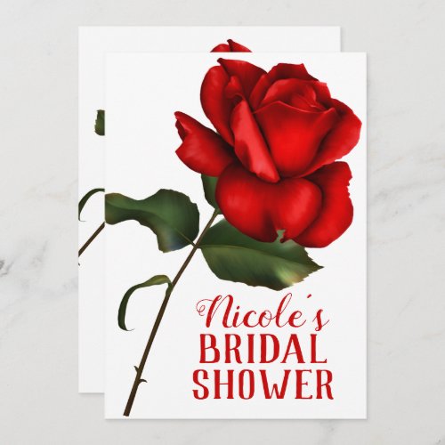 Red Rose Beauty  The Beast Bridal Shower Invitation