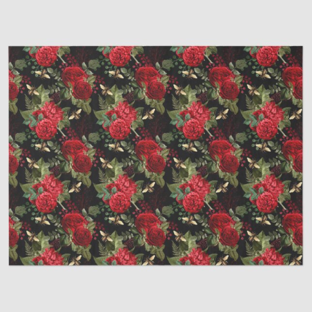 Red Rose Bee Series Design 18 Tissue Paper (Front)