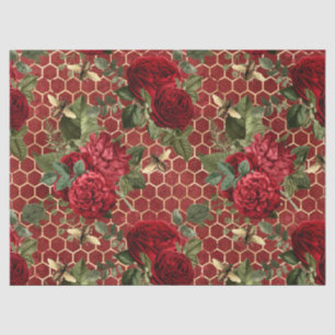 Red Rose Bee Series Design 45 Tissue Paper