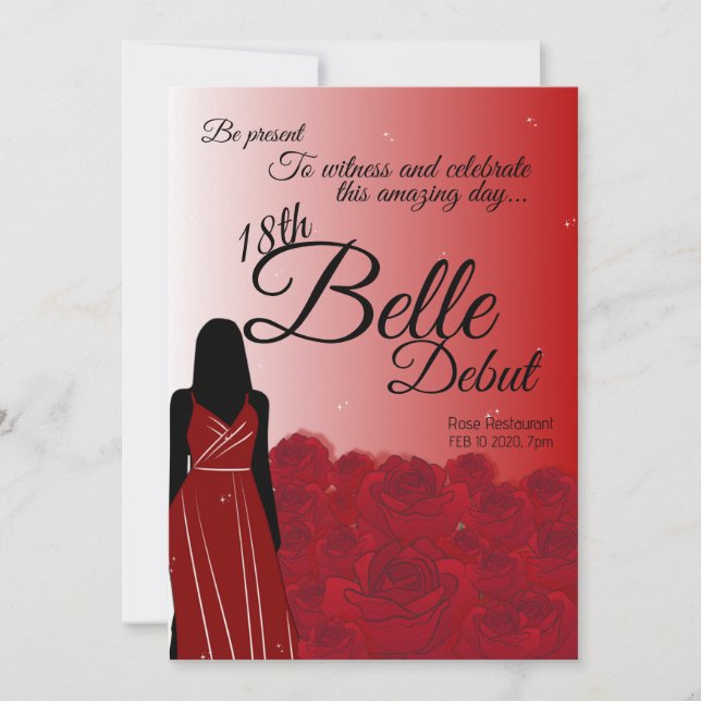 Red Rose Belle 18th Birthday Debut Invitation (Front)