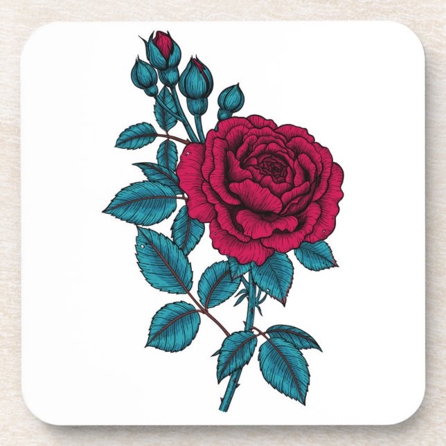 Red rose beverage coaster (Front)