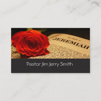Red rose, Bible, pastor professional business card