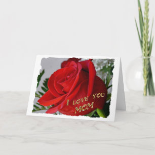 Red Rose Birthday-I love you Mom Card