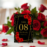Red Rose Black and Gold Quinceañera Table Number