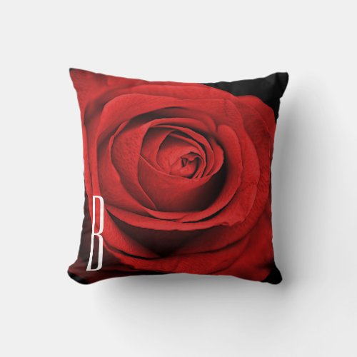 Red Rose Black Any Color Rustic Glam Custom Throw Pillow