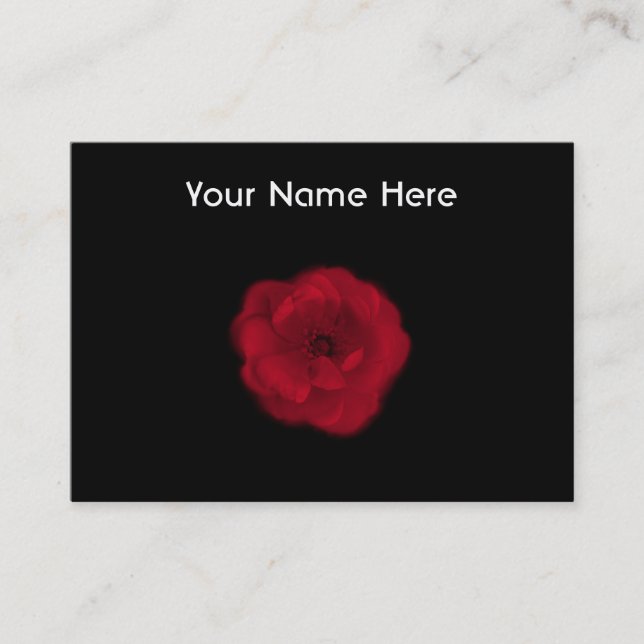 Red Rose. Black Background. Business Card (Front)