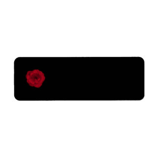 Red Rose. Black Background. Label