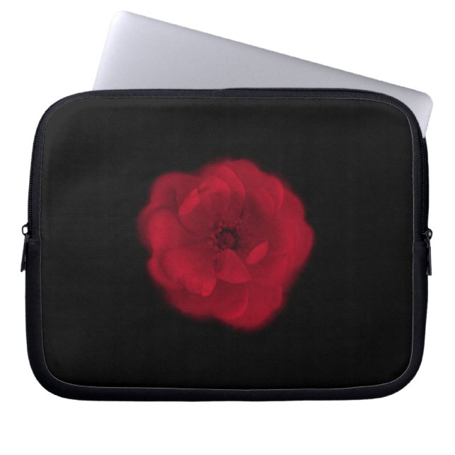Red Rose. Black Background. Laptop Sleeve (Front)