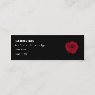 Red Rose. Black Background. Mini Business Card