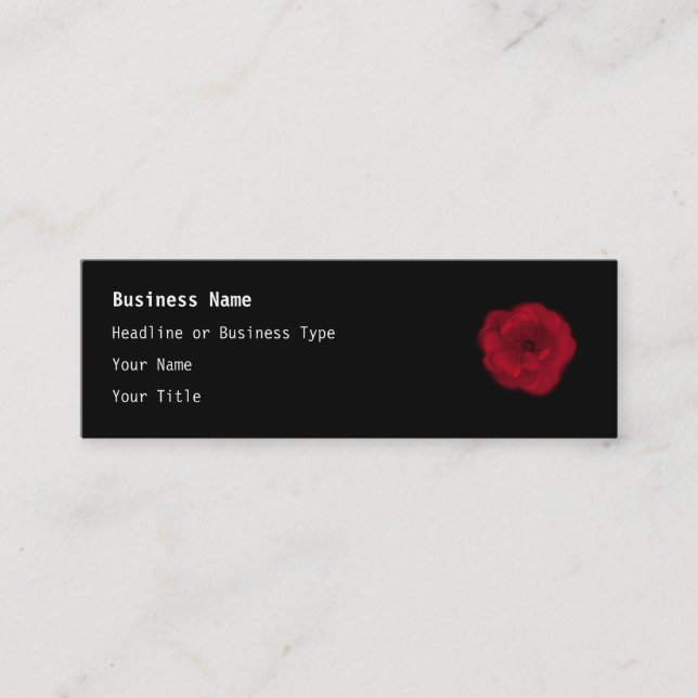 Red Rose. Black Background. Mini Business Card (Front)