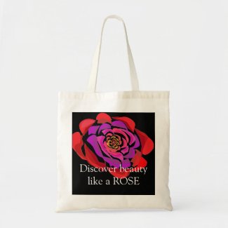 Red rose black discover beauty quote Tote bag