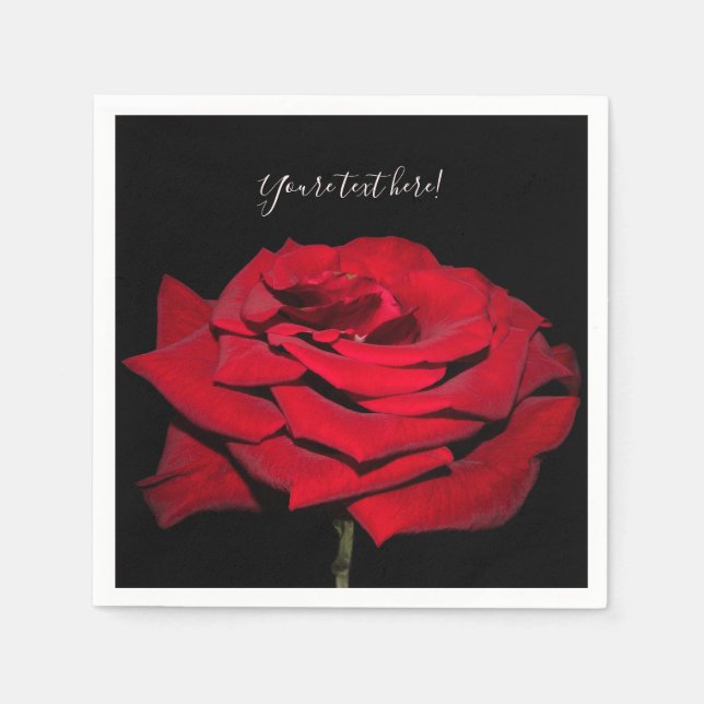 Red Rose - Black Napkins (Front)