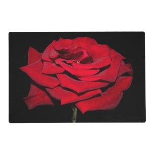 Red Rose - Black Placemat
