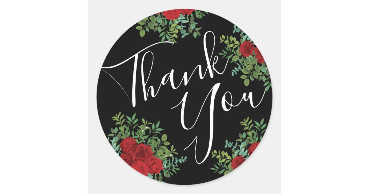 Red Rose Black Wedding Gothic Dark Classic Round Sticker | Zazzle