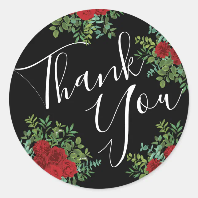 Red Rose Black Wedding Gothic Dark Classic Round Sticker | Zazzle