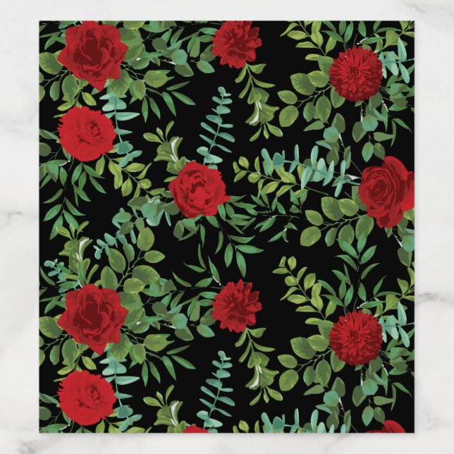 Red Rose Black Wedding Gothic Dark Envelope Liner (Design)