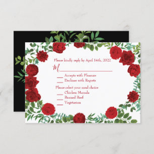 Red Rose Black Wedding Gothic Dark Invitation