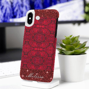 Red rose blossoms with dewdrops - custom iPhone 16 case