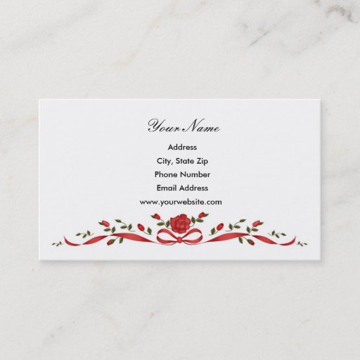 Customizable Red Rose Border Business Cards