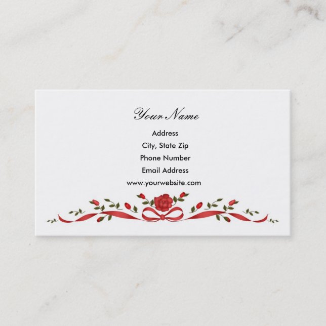 Red Rose Border Business Cards (Front)