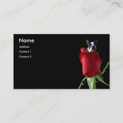 Red Rose Boston Terrier business cards