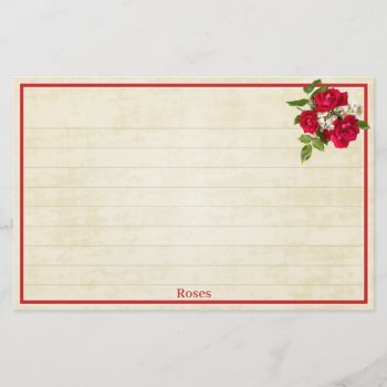 Red Rose Bouquet Floral Photography Cream Bg Stationery by NancyTrippPhotoGifts at Zazzle