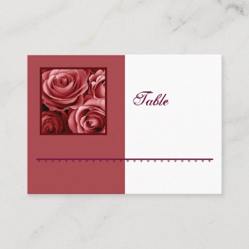 Customizable RED Rose Bouquet Place Card - Wedding Reception Business Cards
